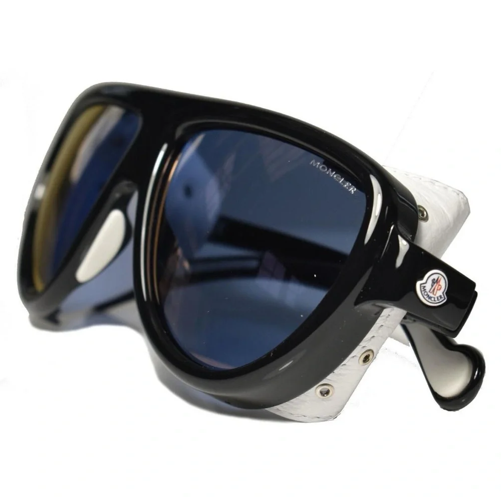 Chic Moncler Leather Black White Shield Sunglasses😍 - Picture 5 of 7